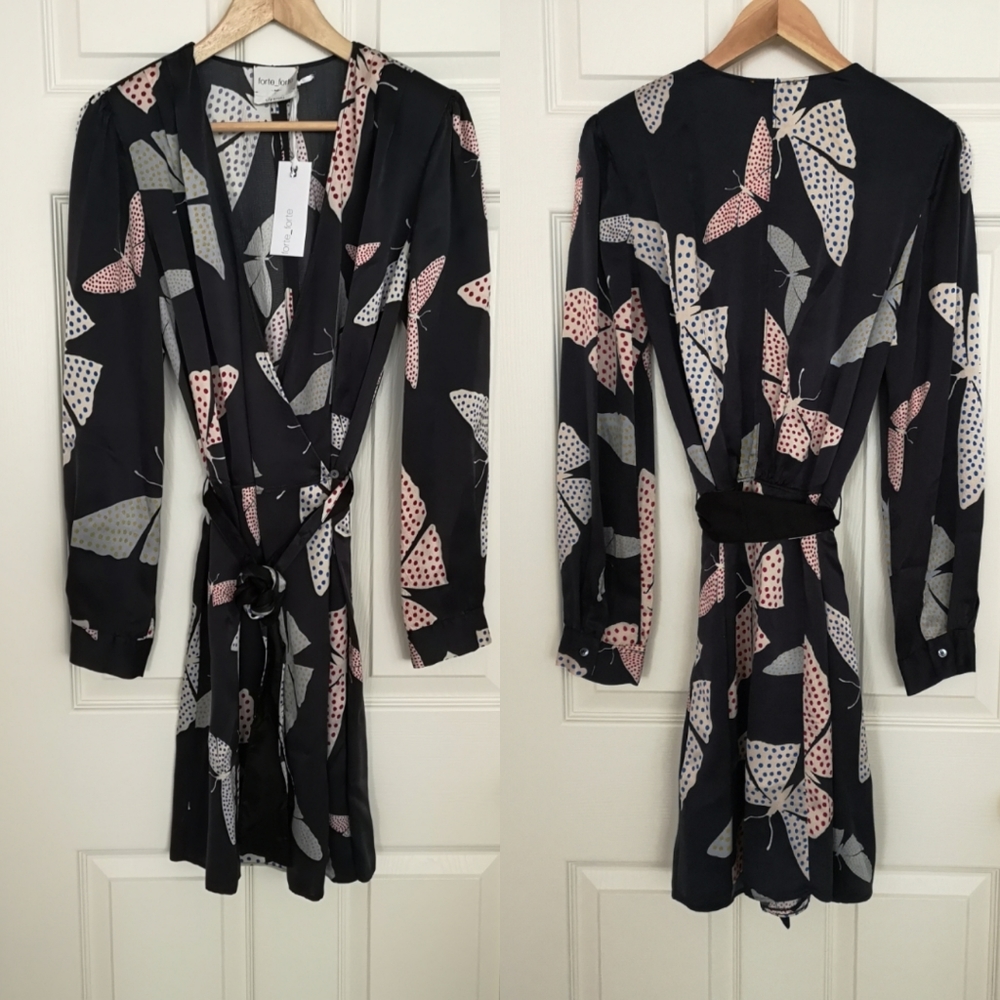 forte_forte Silk Butterfly Print Wrap Dress / Robe